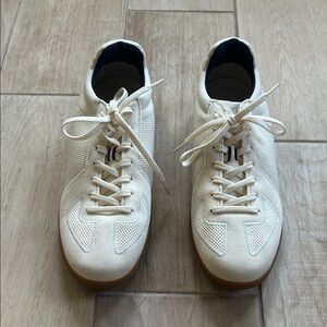 Rothy's Men's White Sneakers with Blue Accents